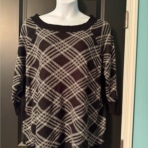 Eloquii Black and White Plaid Women's Sweater